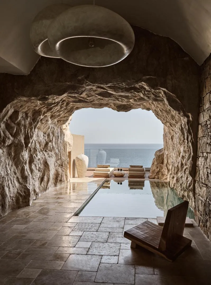 Cave suite at Acro Suites with a pool opening to the sea view