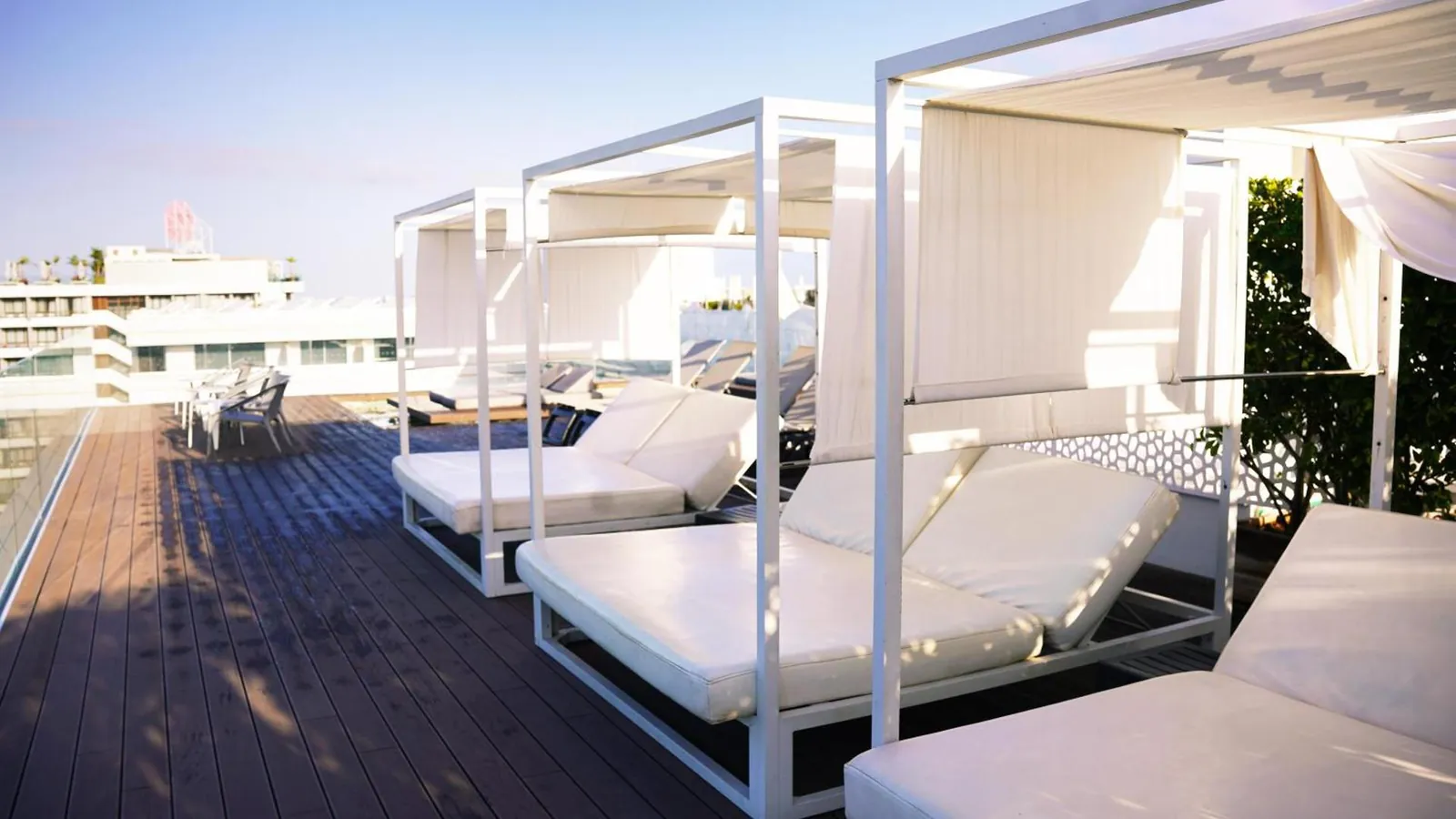 Canopied daybeds on the sun terrace